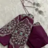 Timeless Aura – Wine Bridal Blouse with Intricate Work