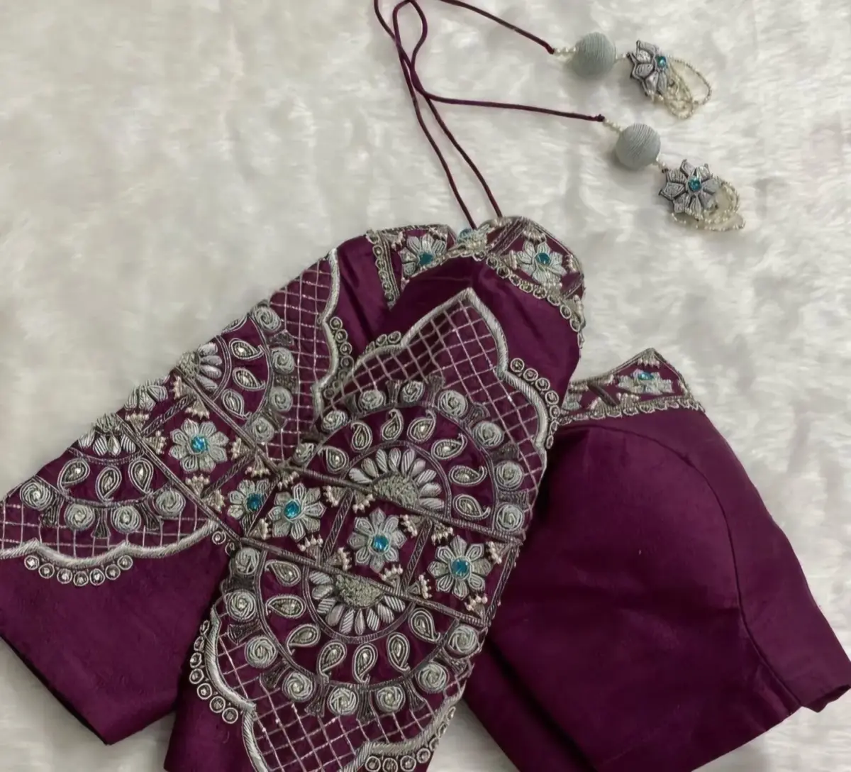 Timeless Aura – Wine Bridal Blouse with Intricate Work