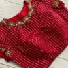 Stylish Red High Neck Work Blouse for Bridal Elegance
