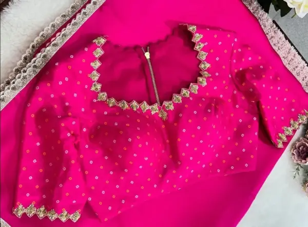 Blush Bloom – Elegant Pink Cutwork Blouse