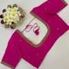 Blush Elegance – Simple Pink Aari Work Blouse