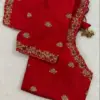 Charming Red Zardosi Blouse with Subtle Detailing