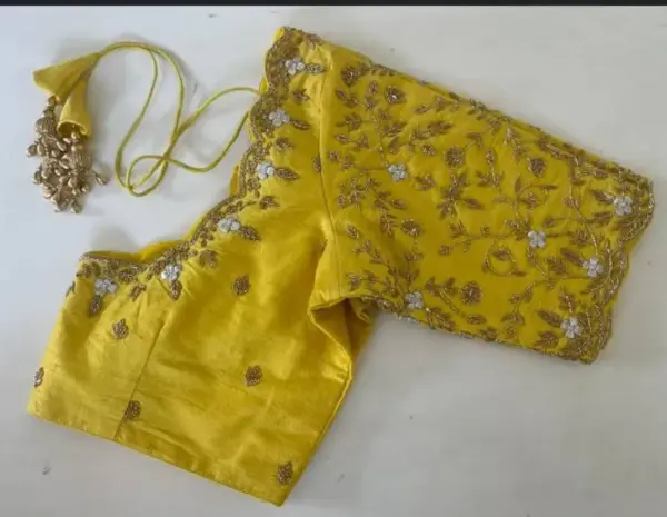 Classic Yellow Bridal Blouse with Stunning Work