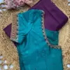 Designer Sky Blue Blouse with Intricate Thread Embroidery