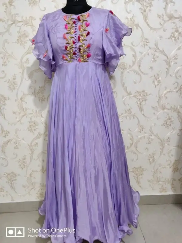 Elegant Lilac Long Frock - Perfect for Party & Festive Wear