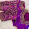 Elegant Purple Blouse with Stunning Cutwork Design