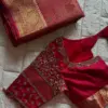 Elegant Red Bridal Blouse with Heavy Maggam Work