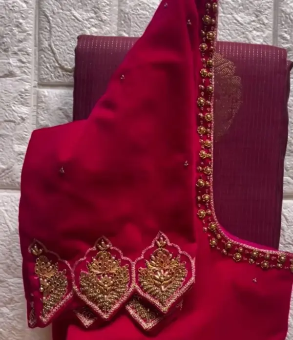 Exclusive Red Cutwork Design Blouse – Celebrate Elegance