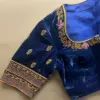 Exquisite Blue Velvet Aari Embroidered Blouse for Partywear