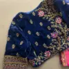 Exquisite Blue Velvet Aari Embroidered Blouse for Partywear