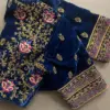 Exquisite Blue Velvet Aari Embroidered Blouse for Partywear