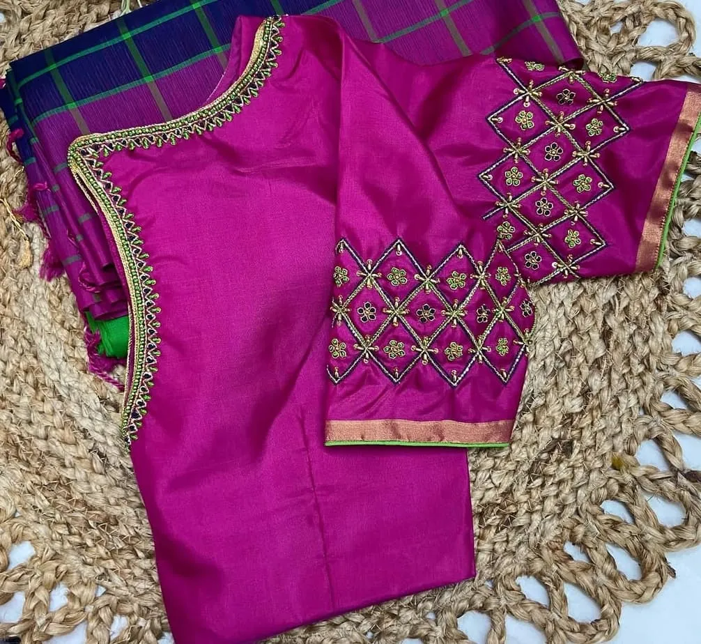 Exquisite Rani Pink Maggam Work Blouse for Bridal Glamour