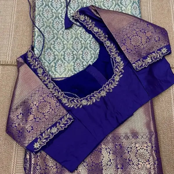 Exquisite Royal Blue Cutwork Blouse – Unveil Graceful Charm