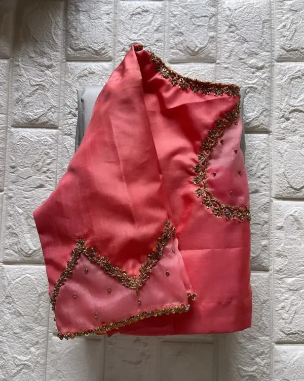 Fresh Orange Net Aariwork Blouse – A Perfect Festive Wear