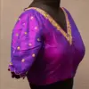 Gorgeous Purple Blouse with Elegant V-Neck Cutwork