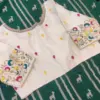 Graceful Ivory – Half White Multi-Thread Aari Work Blouse