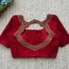 Graceful Red Designer Maggam Work Blouse – Back Neck Elegance