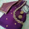 Handcrafted Purple Cutwork Aariwork Blouse – Ideal for Festive Events