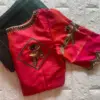 Latest Red Peacock Maggam Blouse – Handcrafted Boat Neck Perfection