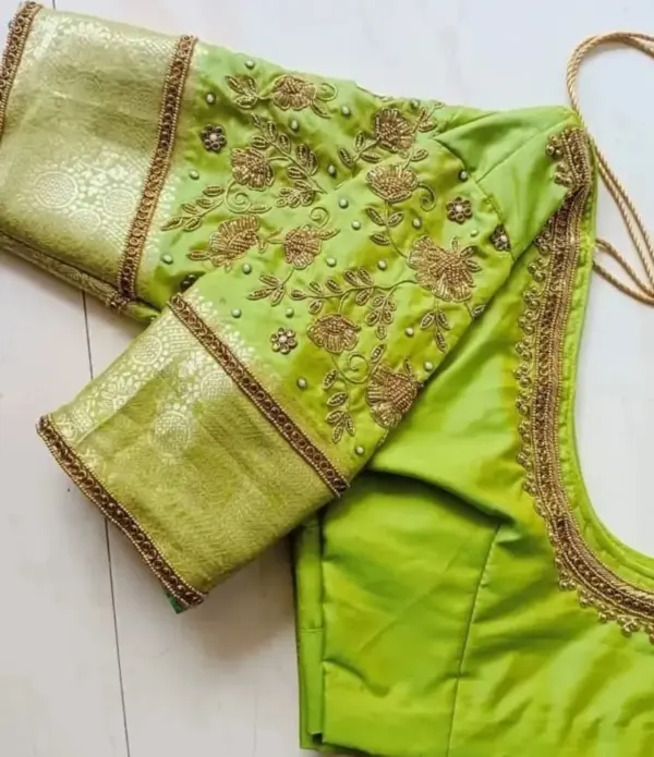 Parrot Green Bridal Blouse – Vibrant Elegance for Your Special Day