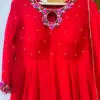 Radiant Red Designer Frock for Festive Celebrations