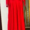 Radiant Red Designer Frock for Festive Celebrations