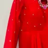 Radiant Red Designer Frock for Festive Celebrations