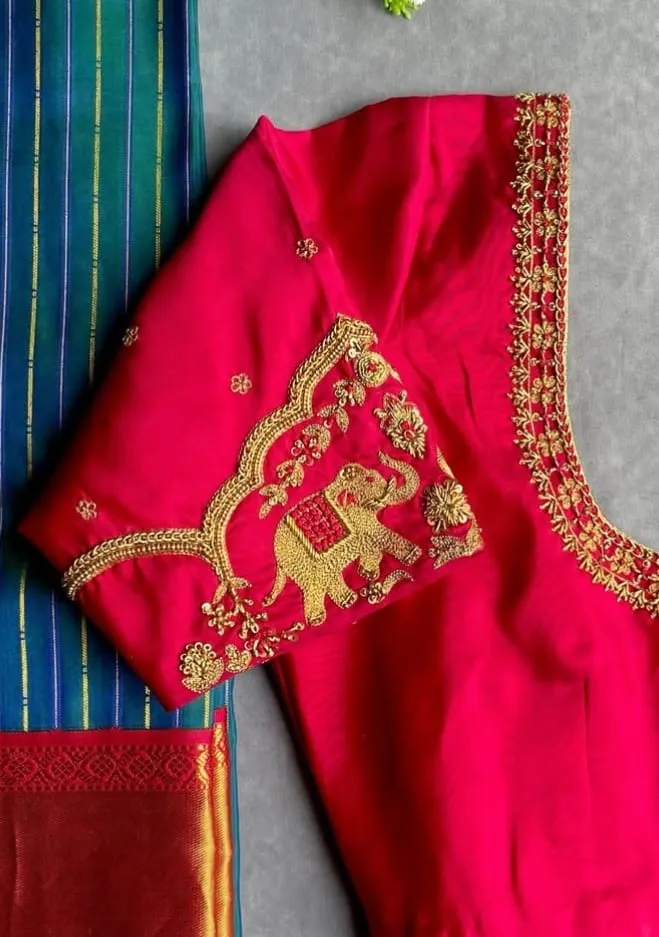 Reddish Pink Ethnic Party Blouse – A Classic Beauty