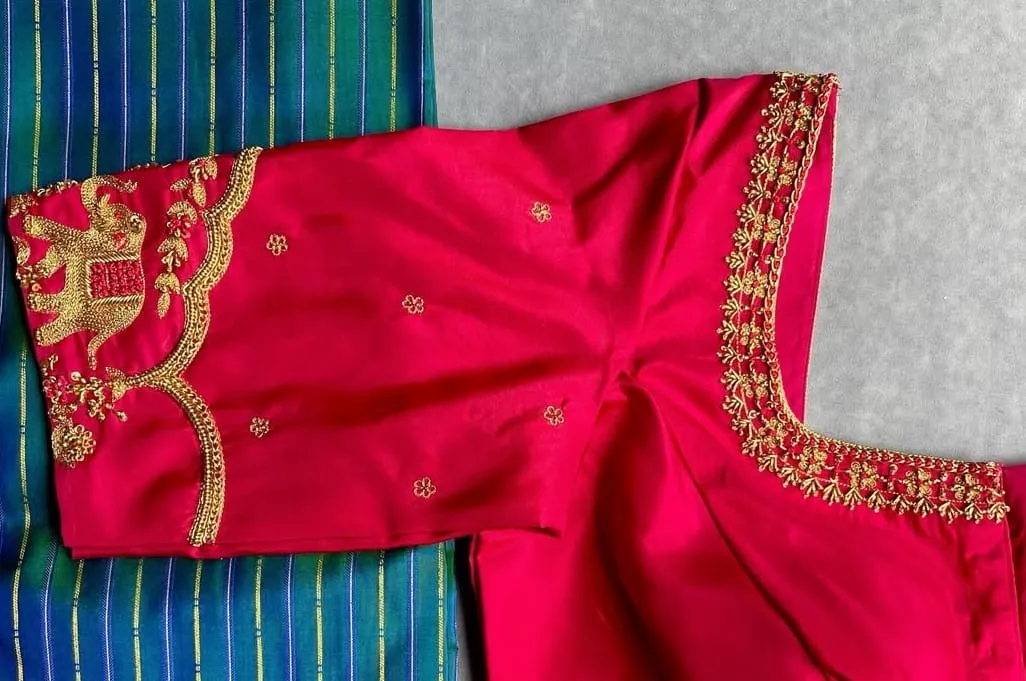 Reddish Pink Ethnic Party Blouse – A Classic Beauty