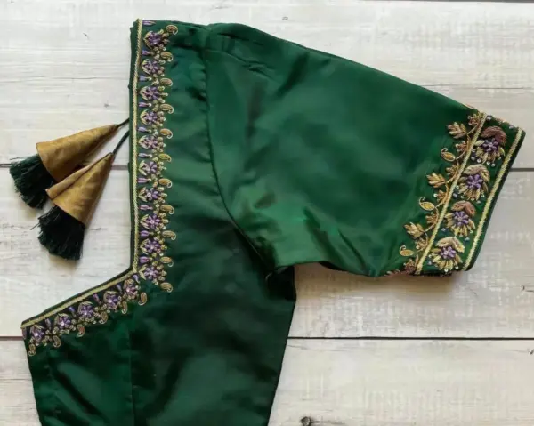 Stunning Green Zardosi Border Work Blouse – Unleash Regal Charm