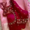 Timeless Red Zardosi Blouse with Simple Elegance