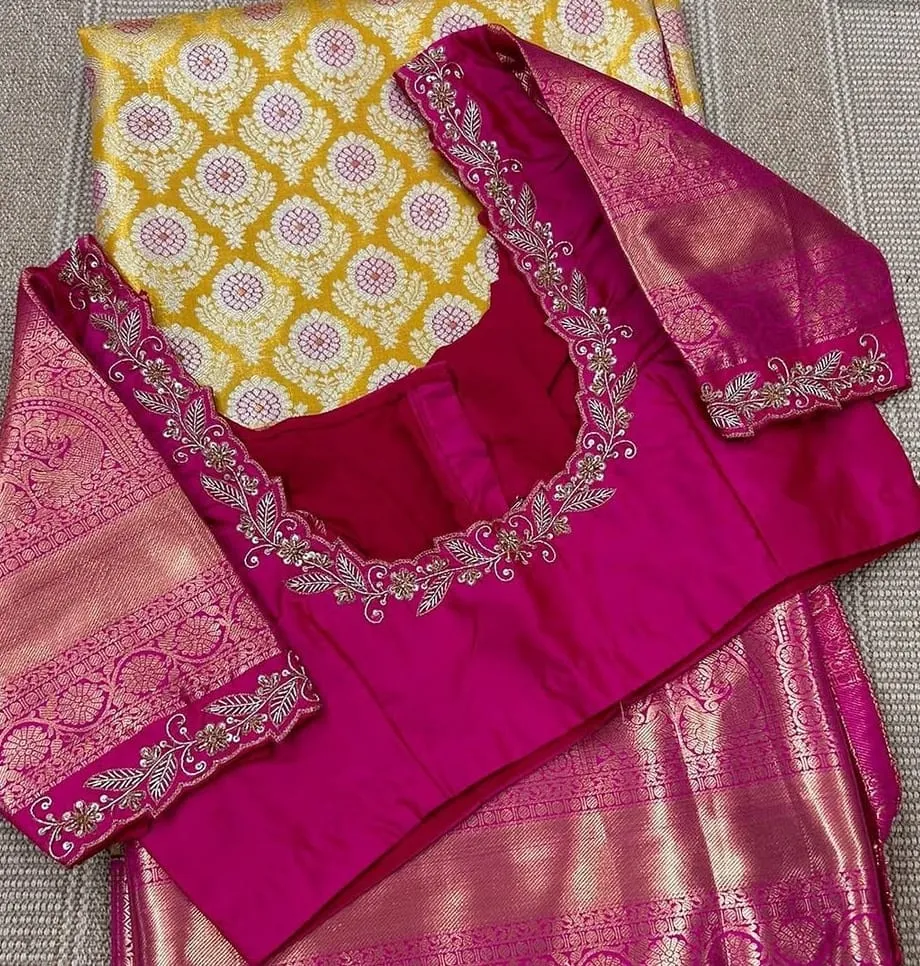 Trendy Pink Blouse with Beautiful Cutwork Design