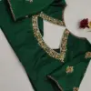 Bottle Green Cutwork Blouse with Delicate Detailing – Ideal for Festive Wear