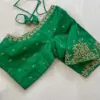 Exquisite Parrot Green Cutwork Blouse – Ideal for Bridal and Party Looks