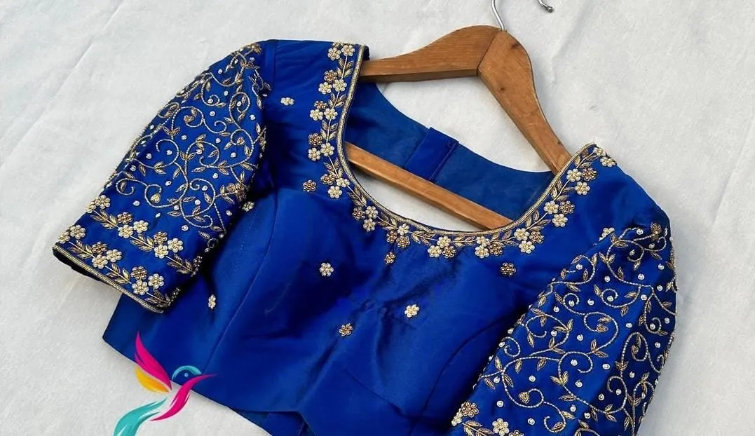 Royal Blue Maggam Work Blouse – Heavy Bridal Perfection