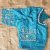 Blue Raw Silk Cutwork Blouse – Elegant & Timeless