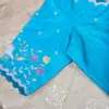 Blue Raw Silk Cutwork Blouse – Elegant & Timeless
