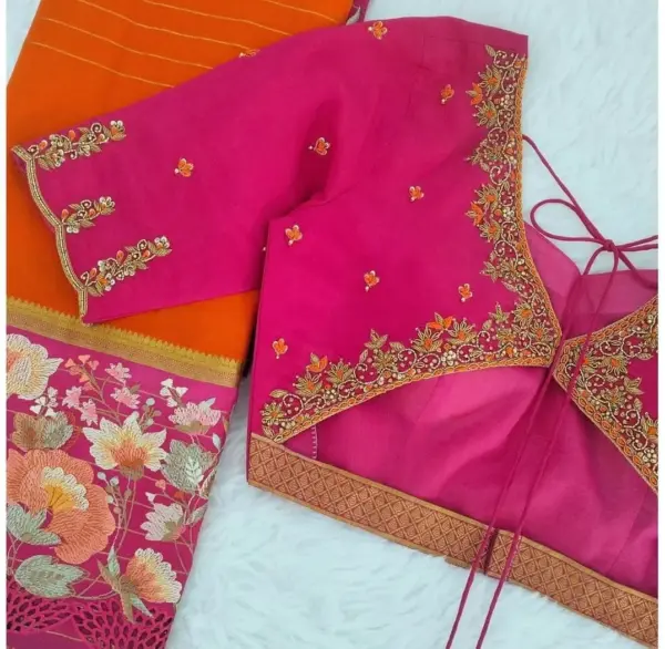 Designer Pink Aliya Cut Blouse – Perfect for Party & Bridal Wear