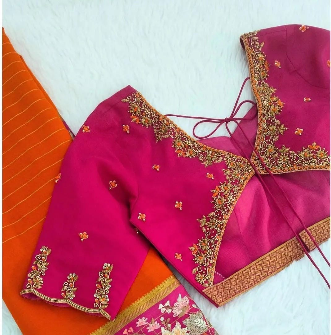 Designer Pink Aliya Cut Blouse – Perfect for Party & Bridal Wear