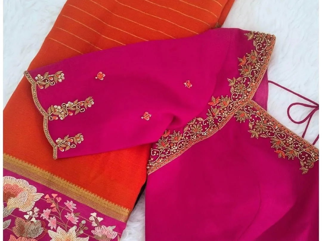 Designer Pink Aliya Cut Blouse – Perfect for Party & Bridal Wear