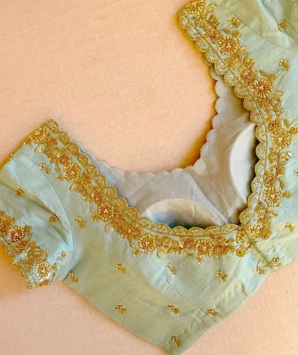 Graceful Pastel Green Cutwork Blouse – Perfect for Weddings