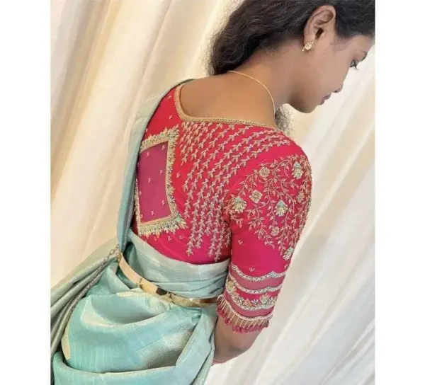 Handmade Pink Net Bridal Blouse – Elegant & Stylish