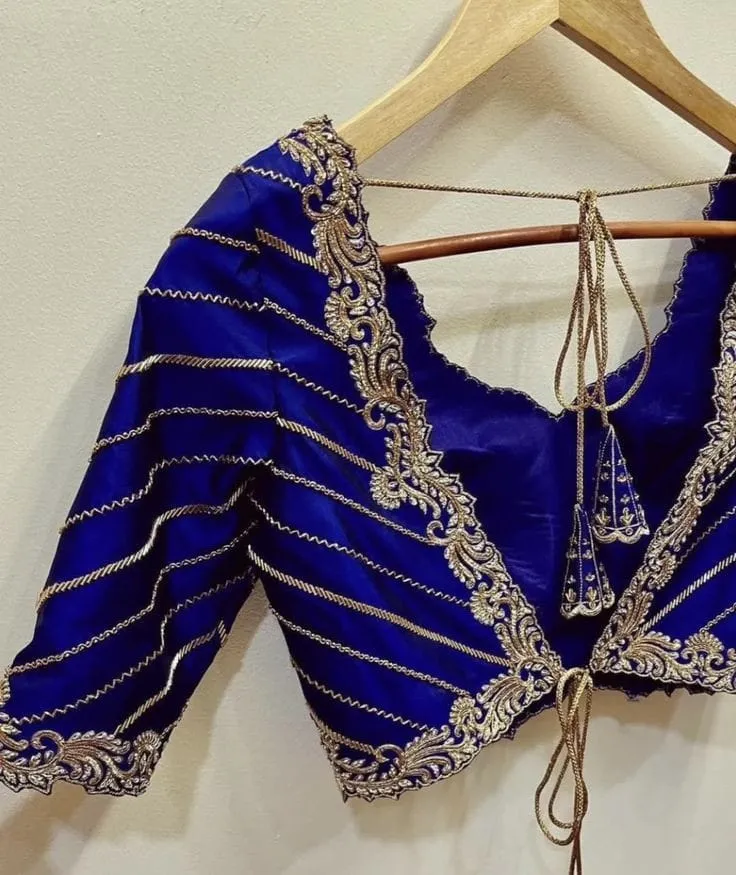 Royal Blue Zardosi Work Party Wear Blouse