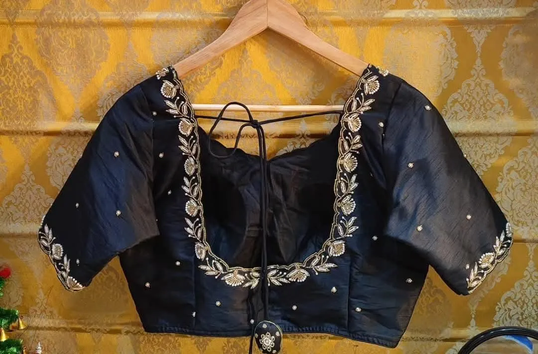 Classy Black Minimal Embroidery Blouse