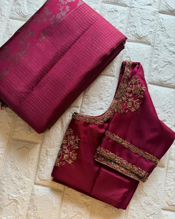 Deep Maroon Silk Wedding Blouse