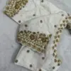 Elegant White Zardosi Work Raw Silk Blouse