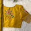 Elegant Yellow Floral Thread Work Blouse – Handcrafted Beauty