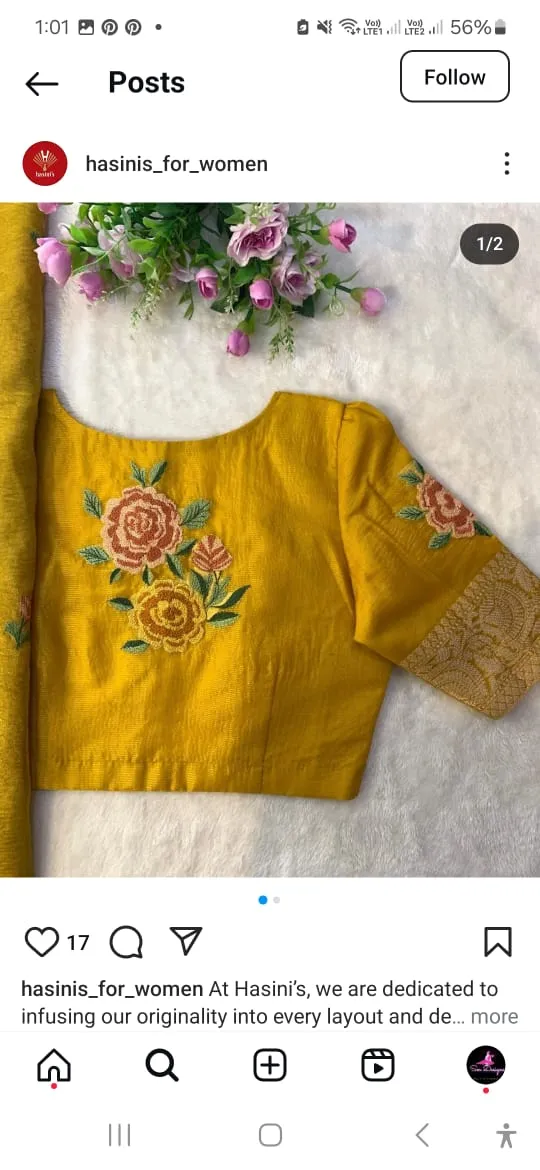 Elegant Yellow Floral Thread Work Blouse – Handcrafted Beauty