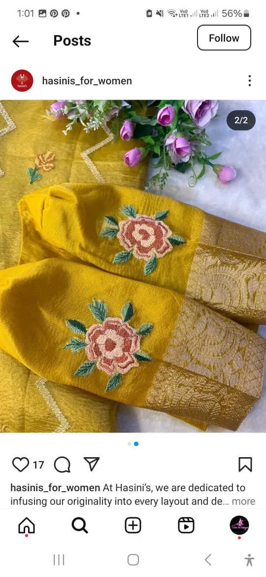 Elegant Yellow Floral Thread Work Blouse – Handcrafted Beauty