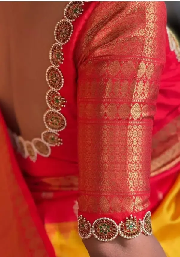 Luxury Red Kundan Embroidery Blouse